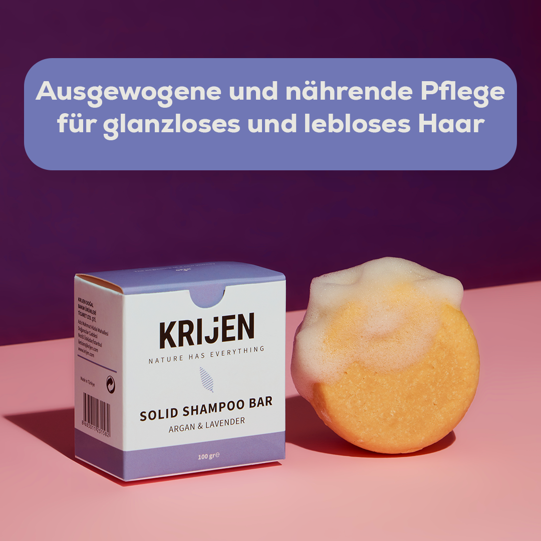 Festes Shampoo-Riegel Argan & Lavendel 100 Gr