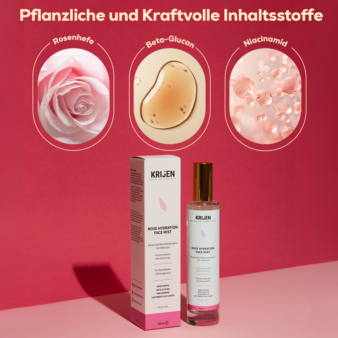 Angereichertes, feuchtigkeitsspendendes Rosenhydrosol – Gesichtsnebel mit Niacinamid und Haferextrakt 100 ml