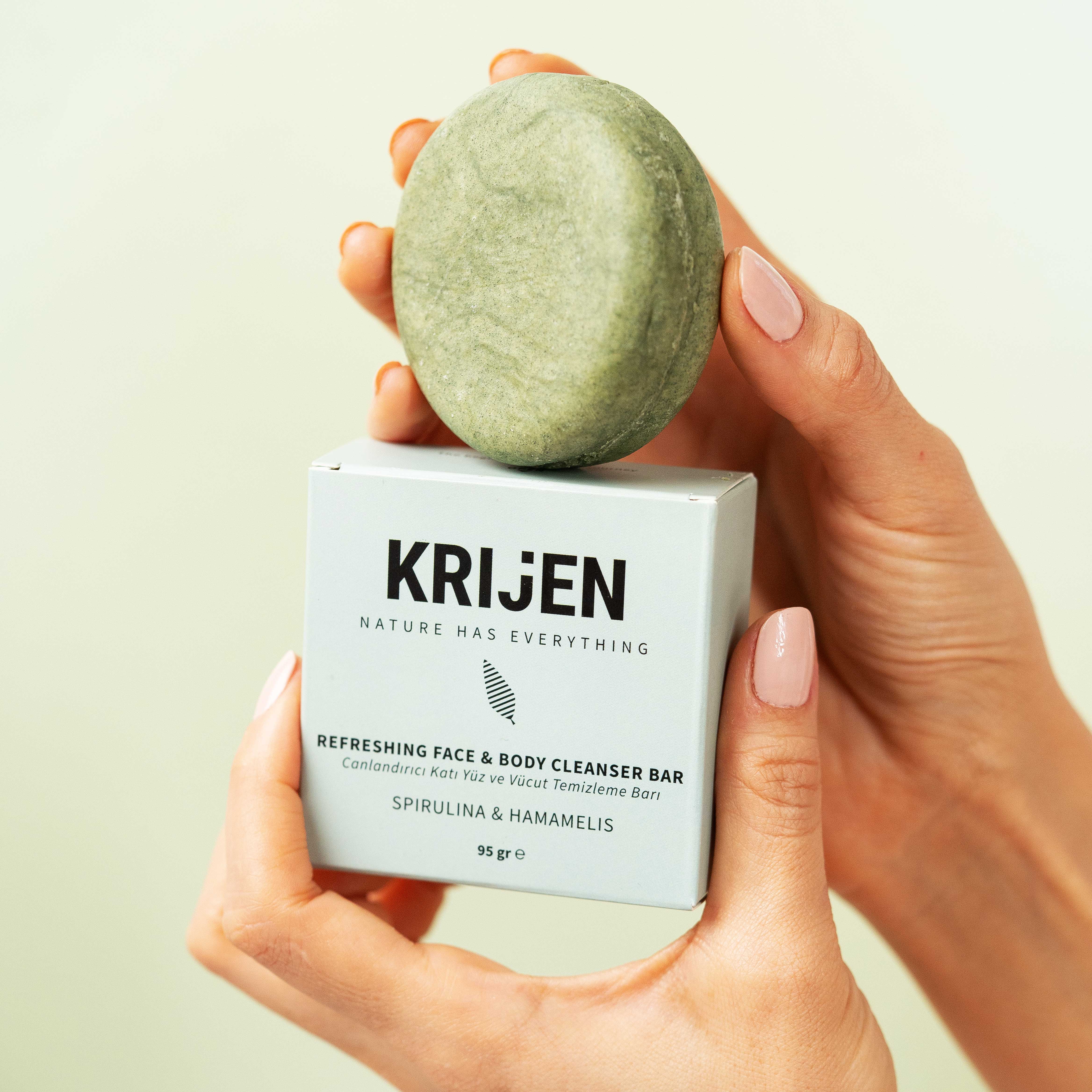 Revitalisierende Reinigungsseife für Gesicht und Körper mit Spirulina und Hamamelis, 95 gr