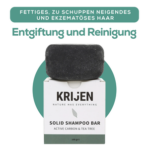 Festes Shampoo mit Aktivkohle und Teebaumöl, 100 Gr.