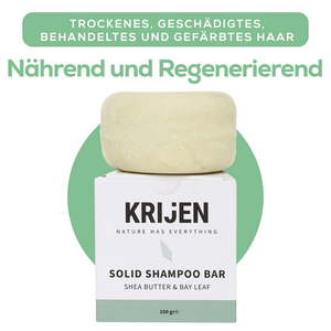 Festes Shampoo mit Sheabutter und Lorbeerblatt, 100 Gr.