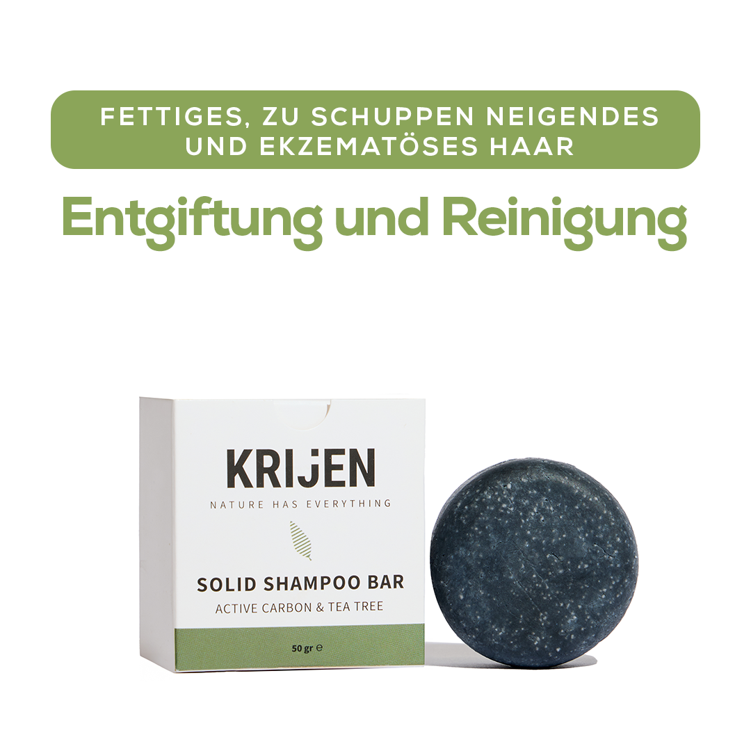 Festes Shampoo-Riegel mit Aktivkohle und Teebaumöl, 50 g – Probiergröße