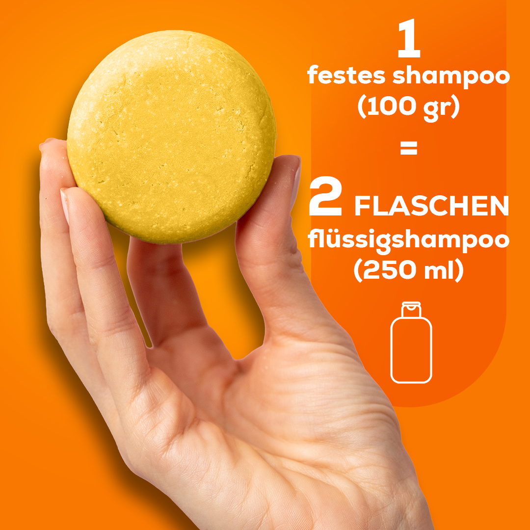 Festes Shampoo Kokosnuss & Orange 100 g – mit natürlichem Kürbis-Luffa