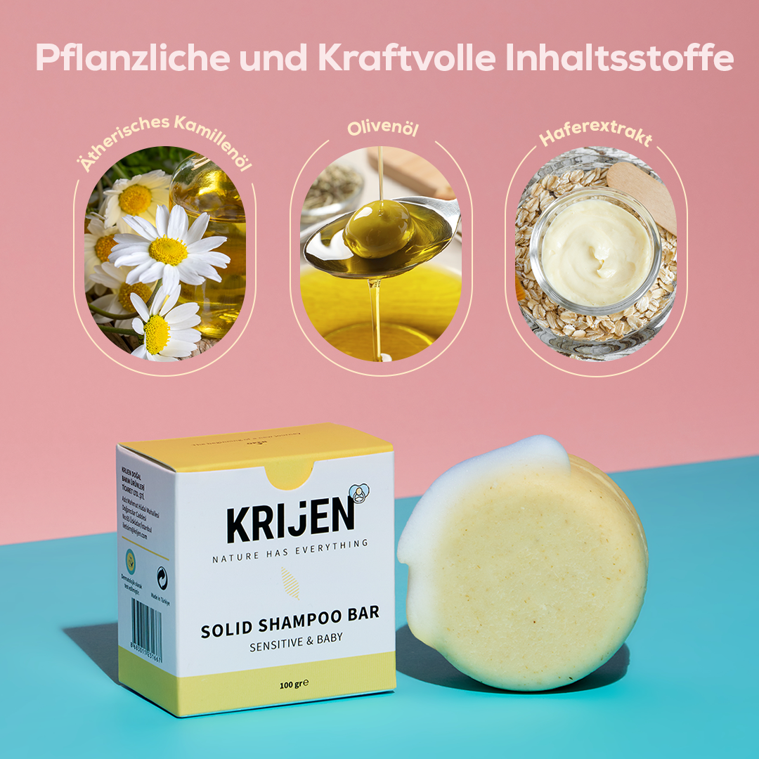 Festes Shampoo Sensitive & Baby 100 g – mit natürlichem Luffa