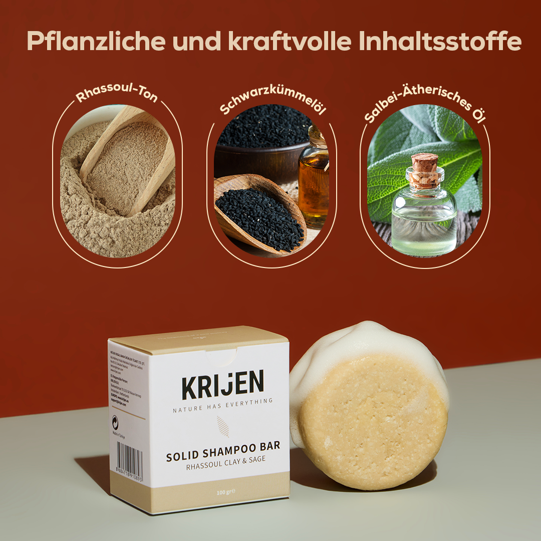 Rhassoul &amp; Sage Solid Shampoo Bar 100 Gr