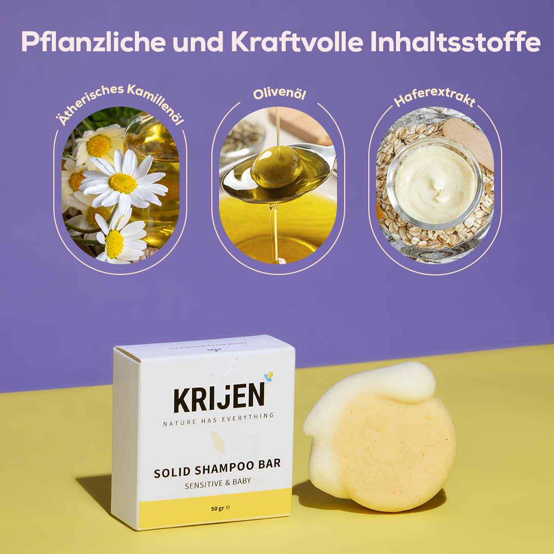 Festes Shampoo-Riegel Sensitive &amp; Baby 50 Gr - Probiergröße 