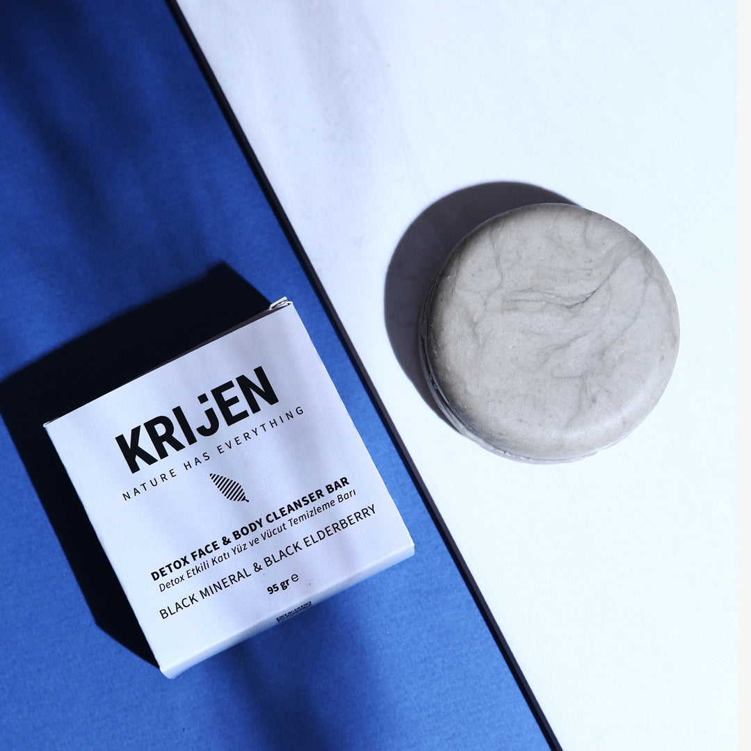 Entgiftender Reinigungsriegel für Gesicht und Körper mit schwarzen Mineralien und Holunder, 95 Gr.