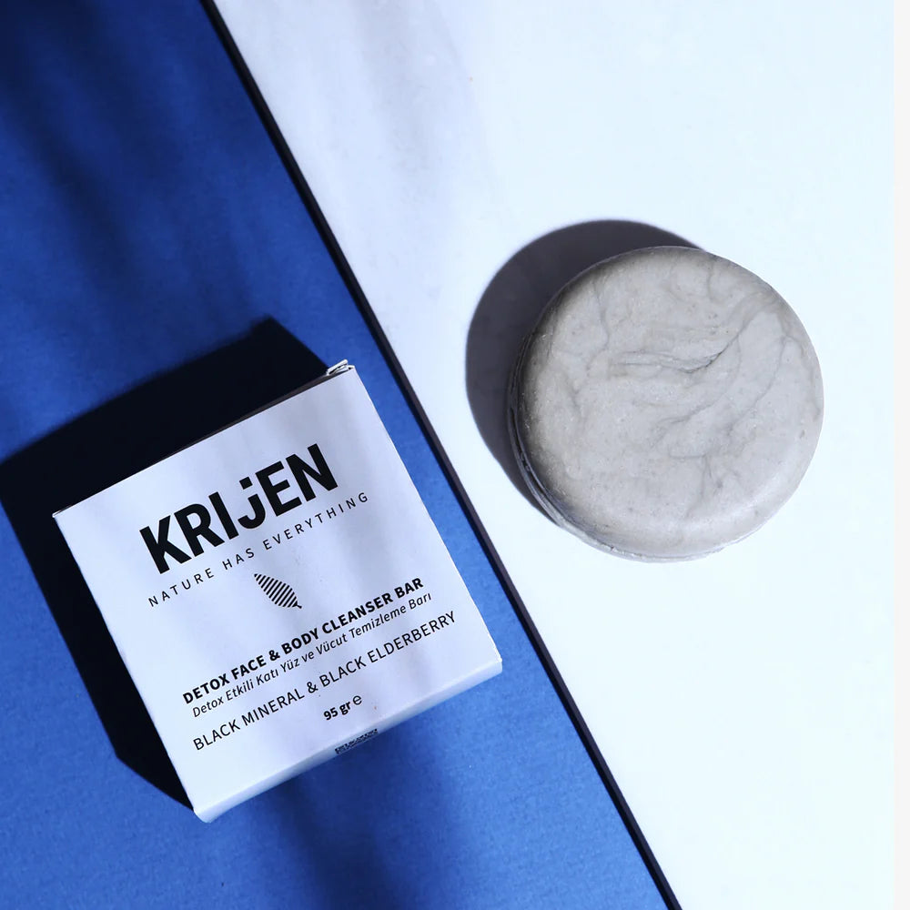 Entgiftender Reinigungsriegel für Gesicht und Körper mit schwarzen Mineralien und Holunder 95 g